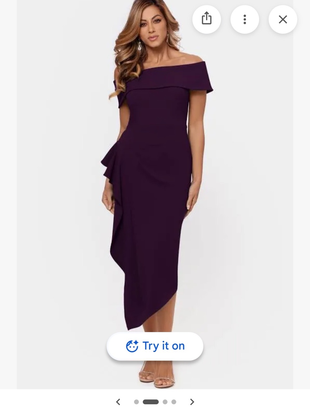 Betsy & Adam Off-Shoulder Deep Plum Cocktail Dress